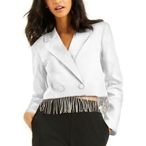 CULP x INC Women's Crystal-fringe Off-White Blazer Size Medium $99 DesireBuy